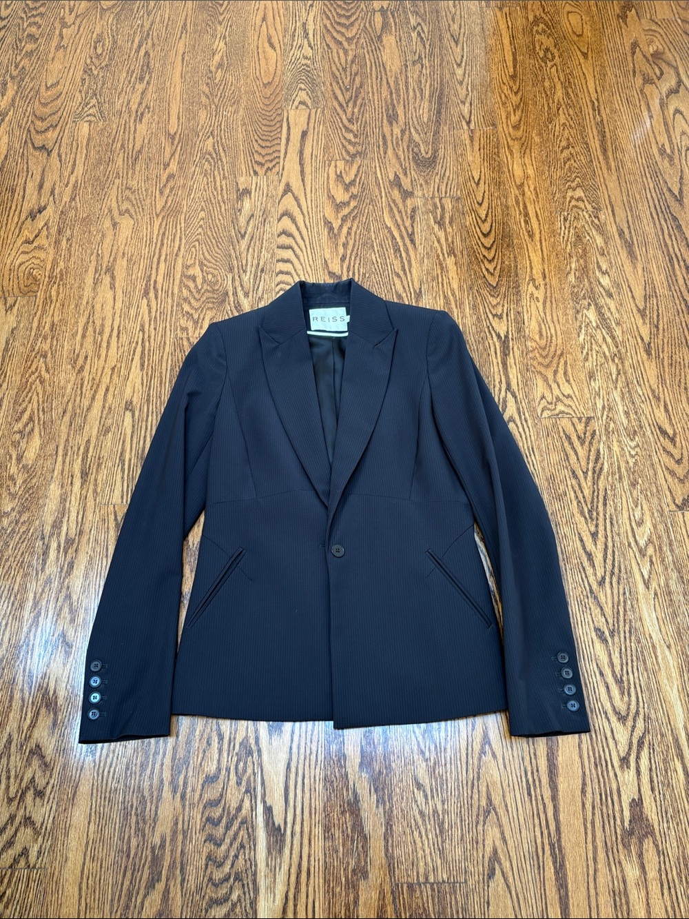 Reiss Navy Pinstrip Single-Button Tailored Blazer US4